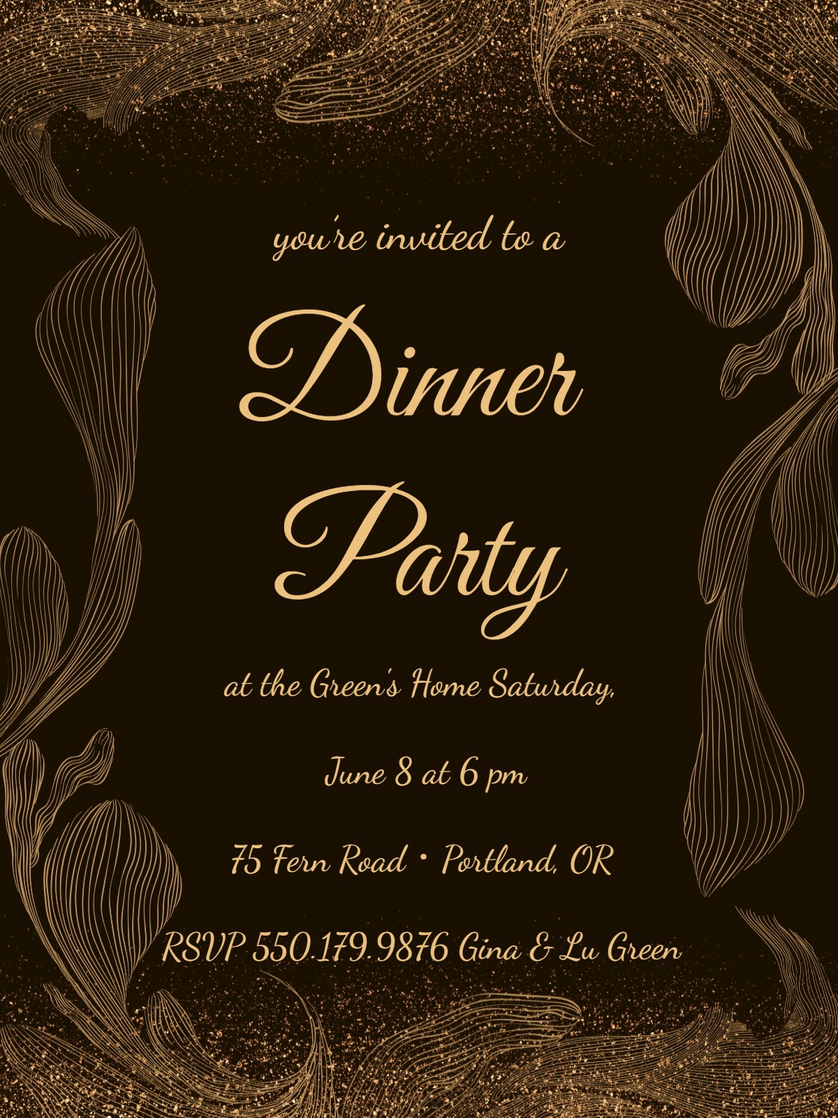 Modern dinner party invitation â floral light dinner party invitation Template e-card design