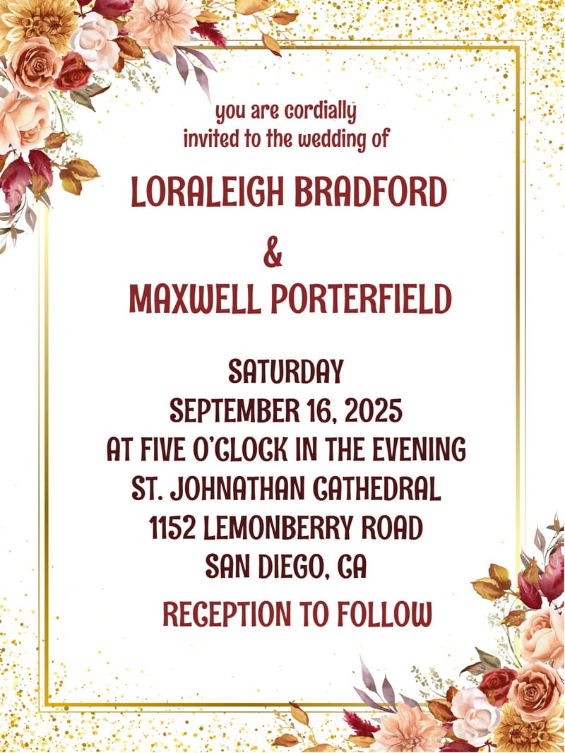 Elegant digital classic wedding â floral classic wedding invitation Template template