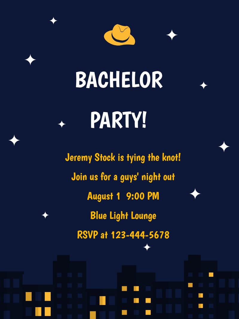 Elegant digital bachelor party â stary bachelor party invitation Card template