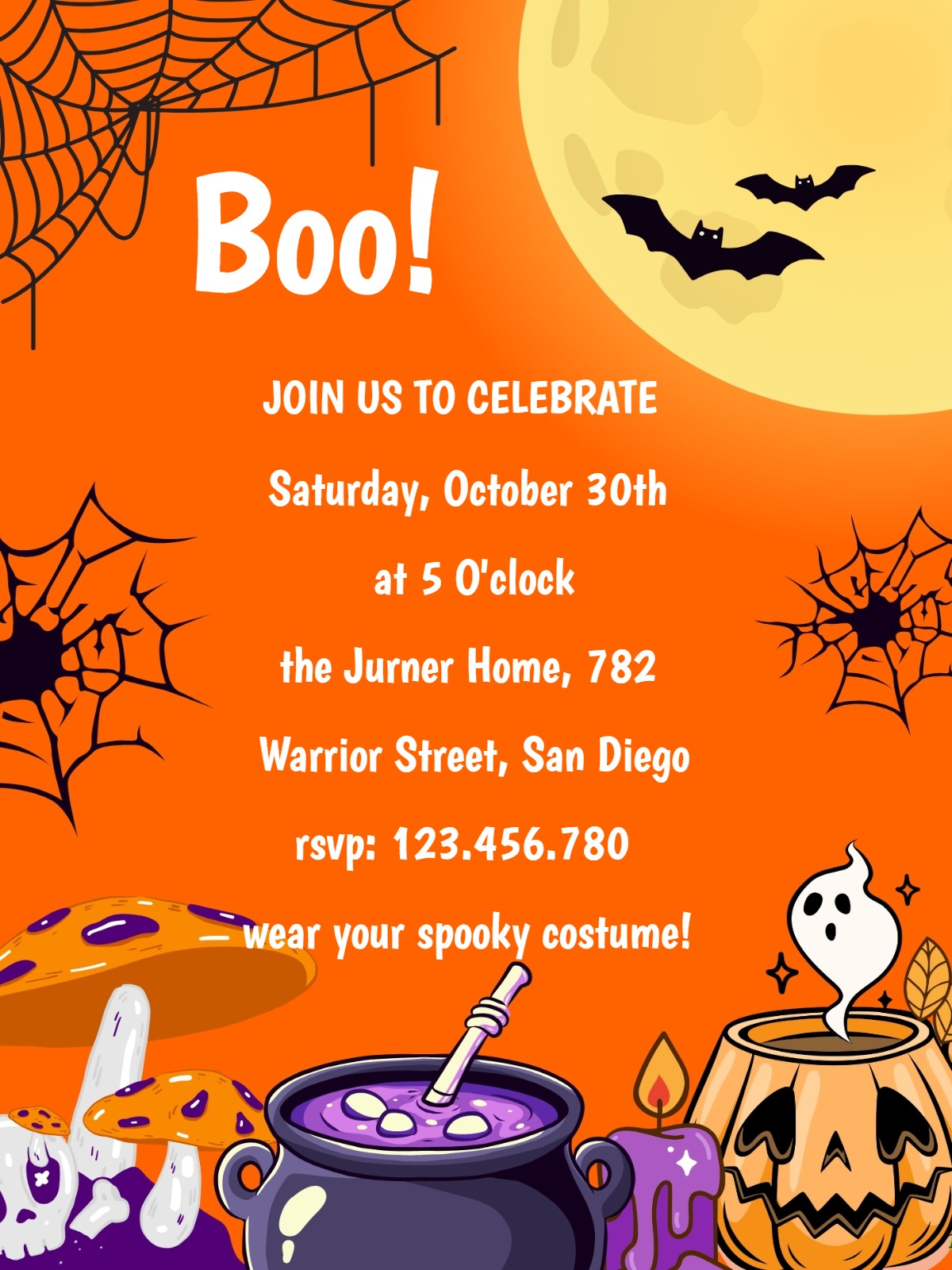 Elegant digital halloween party â moon halloween party invitation Card template