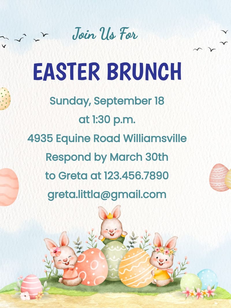 sky easter party invitation Template easter party template with stylish layout