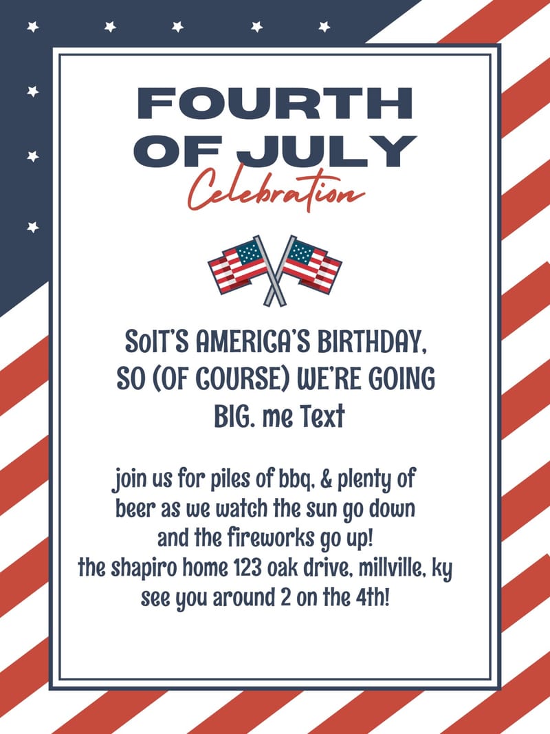 Modern 4th of july invites â most amazing 4th of july party invitation Card e-card design