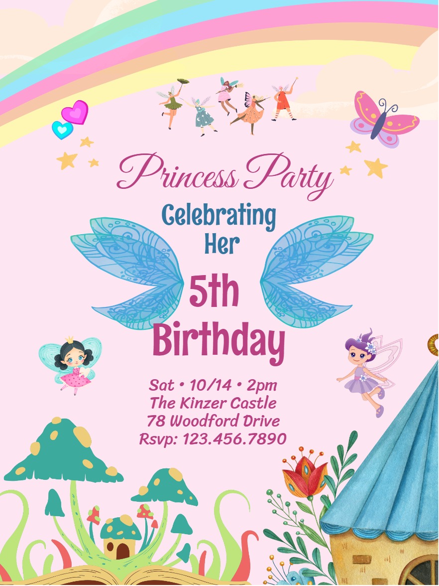 Modern themed birthday â princess theme birthday invitation Template e-card design