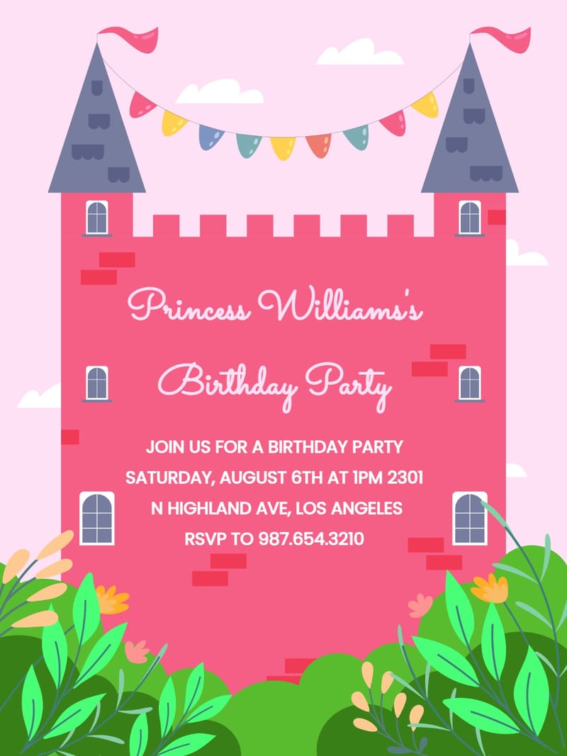 Elegant digital princess birthday â beautiful taj princess birthday invitation Card template