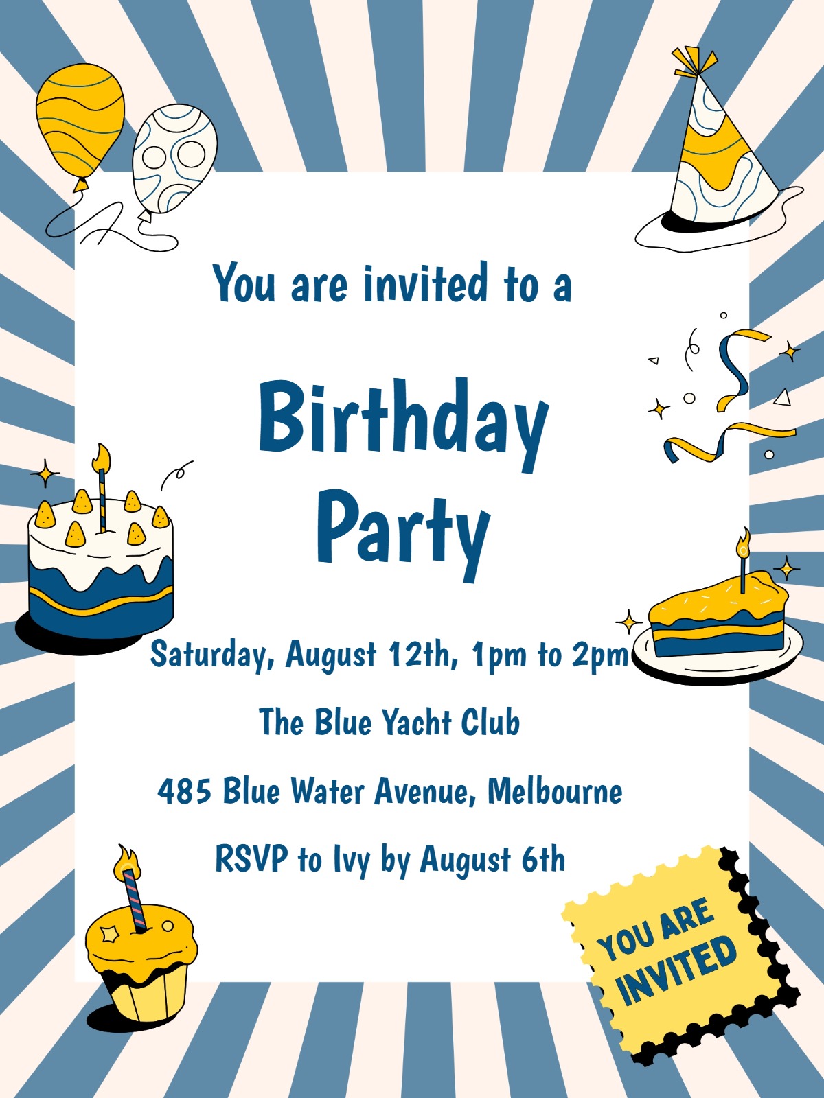 sunrays men birthday invitation Template men's birthday design for events