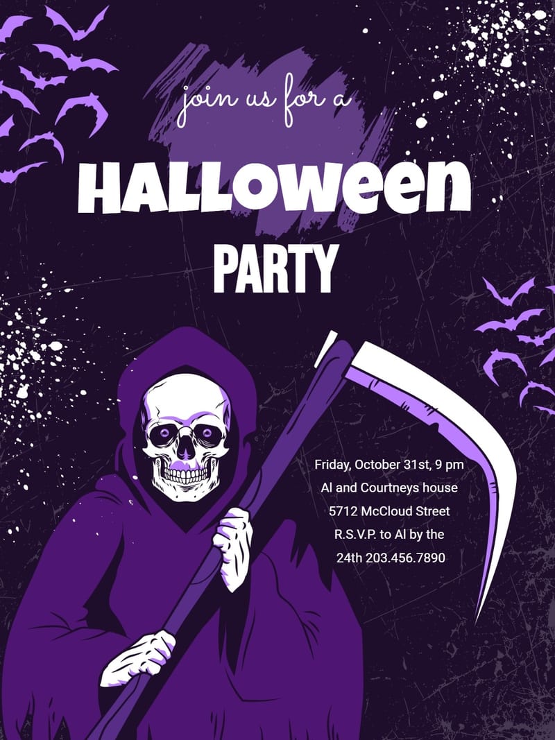 horror-night-halloween-Party-invitation Card halloween party template with stylish layout