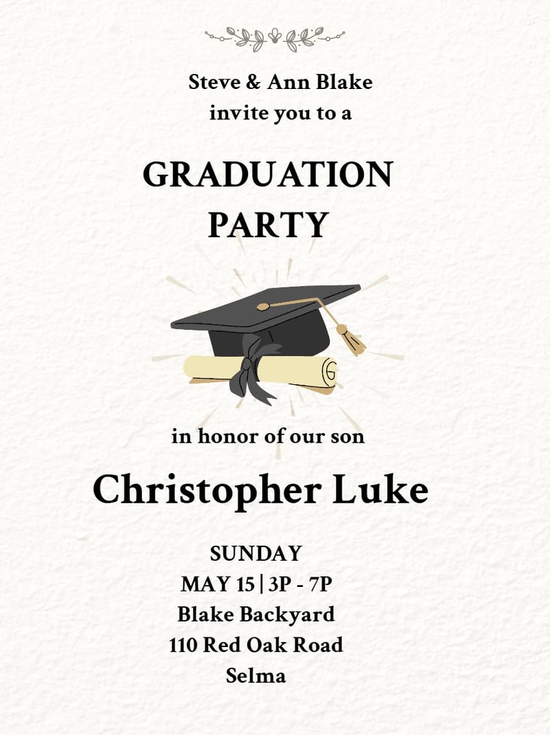 Modern graduation party invitations invite â paper texture graduation party invitation Template e-card design