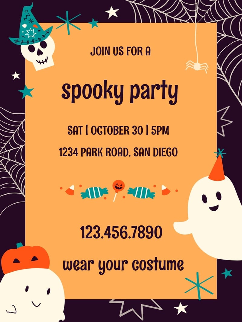 Elegant digital halloween party â boo halloween party invitation Template template