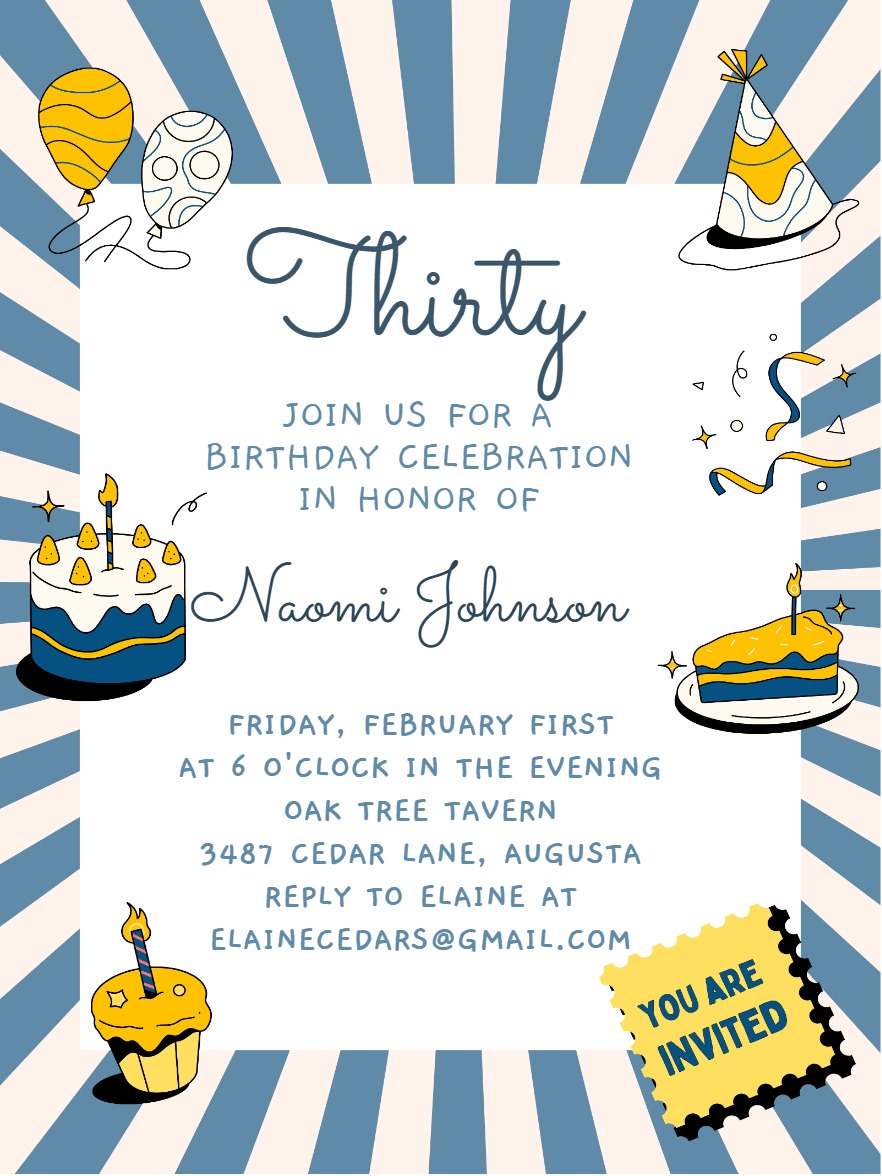 cap-adult-birthday-invitation Card adult birthday template with stylish layout