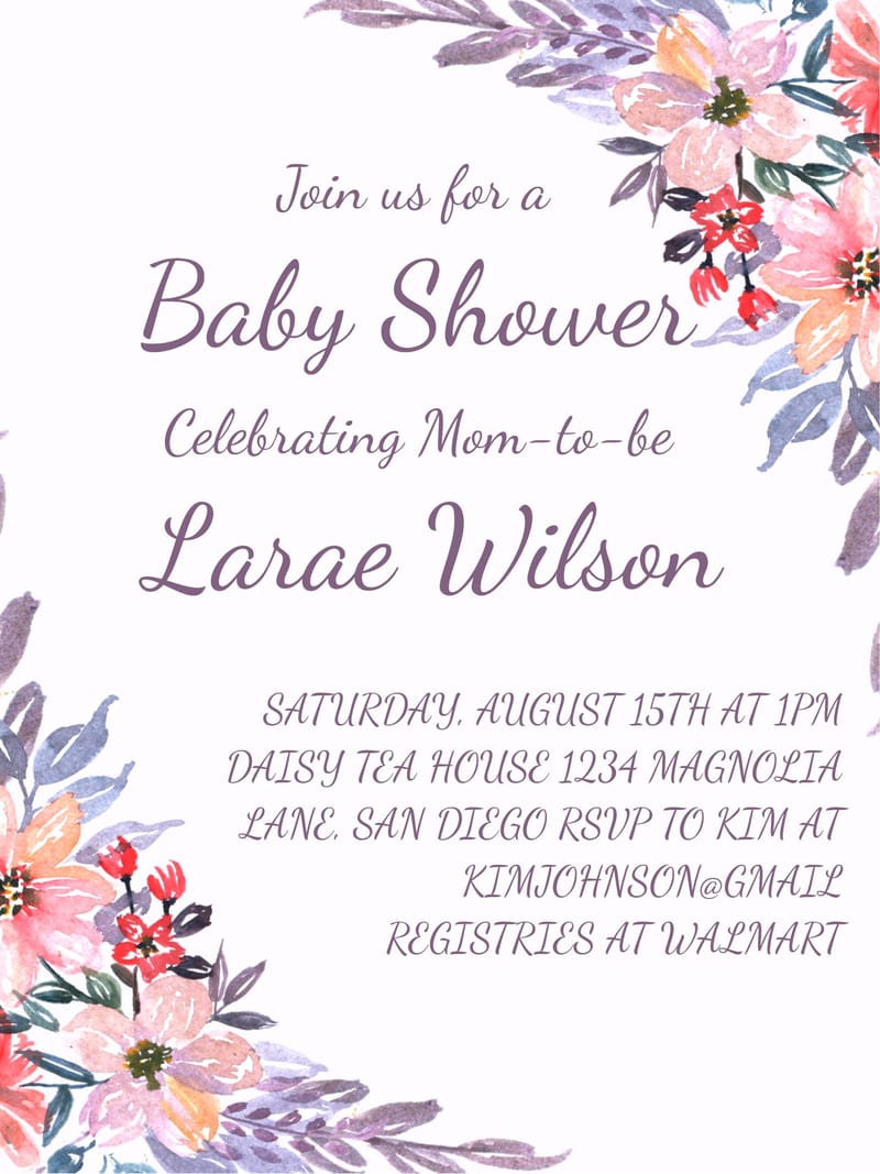 Elegant digital floral â floral baby shower 7 Card template