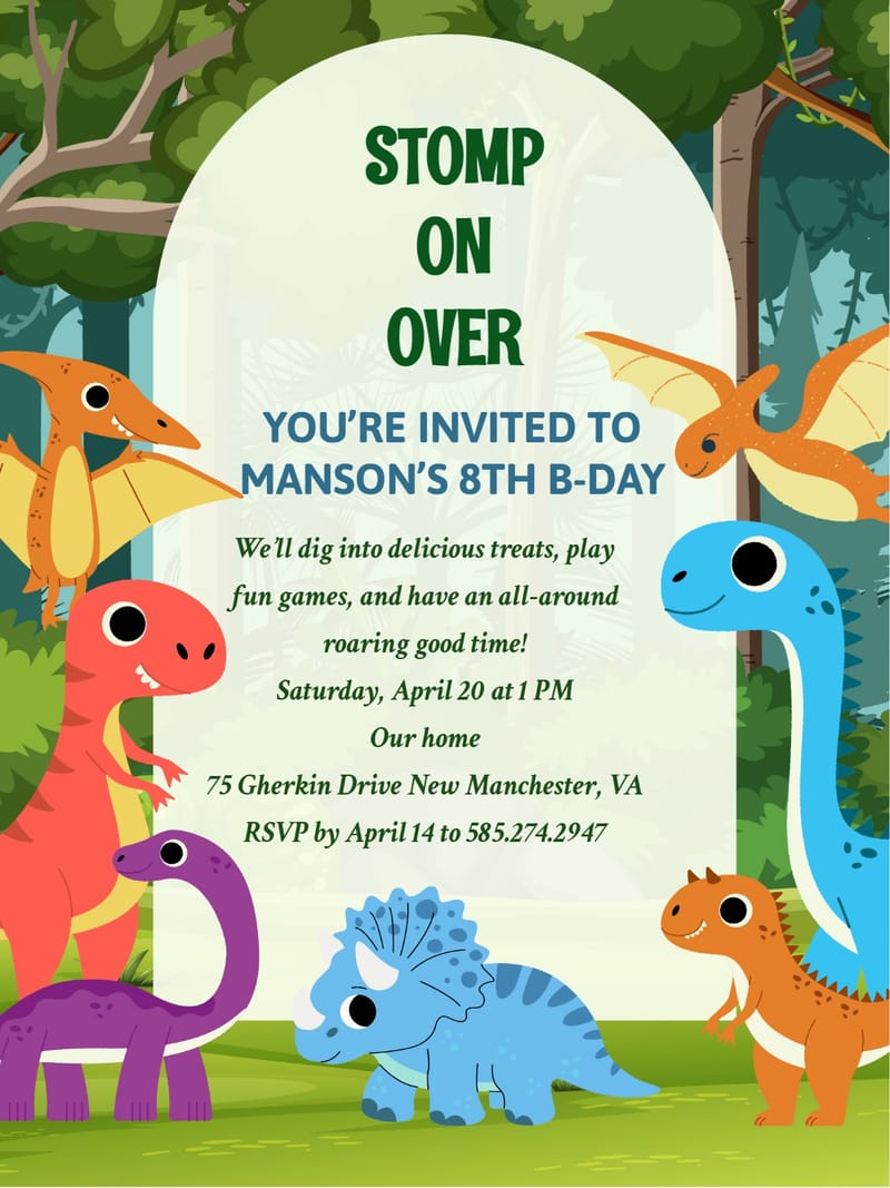 fly dinosaur birthday invitation Card dinosaur birthday invitation template with stylish layout
