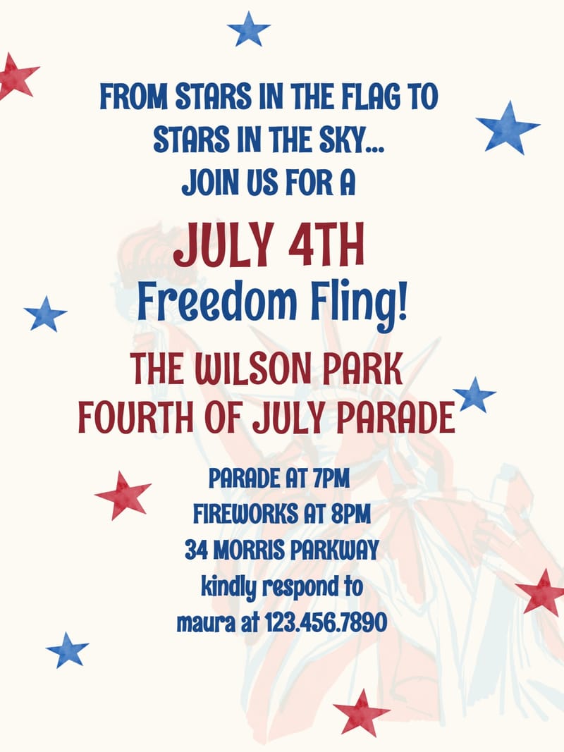Elegant digital 4th of july invites â sky 4th of july party invitation Template template