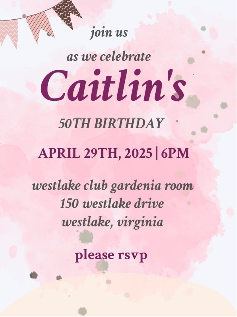 watercolor adult birthday invitation Card adult birthday card design for events