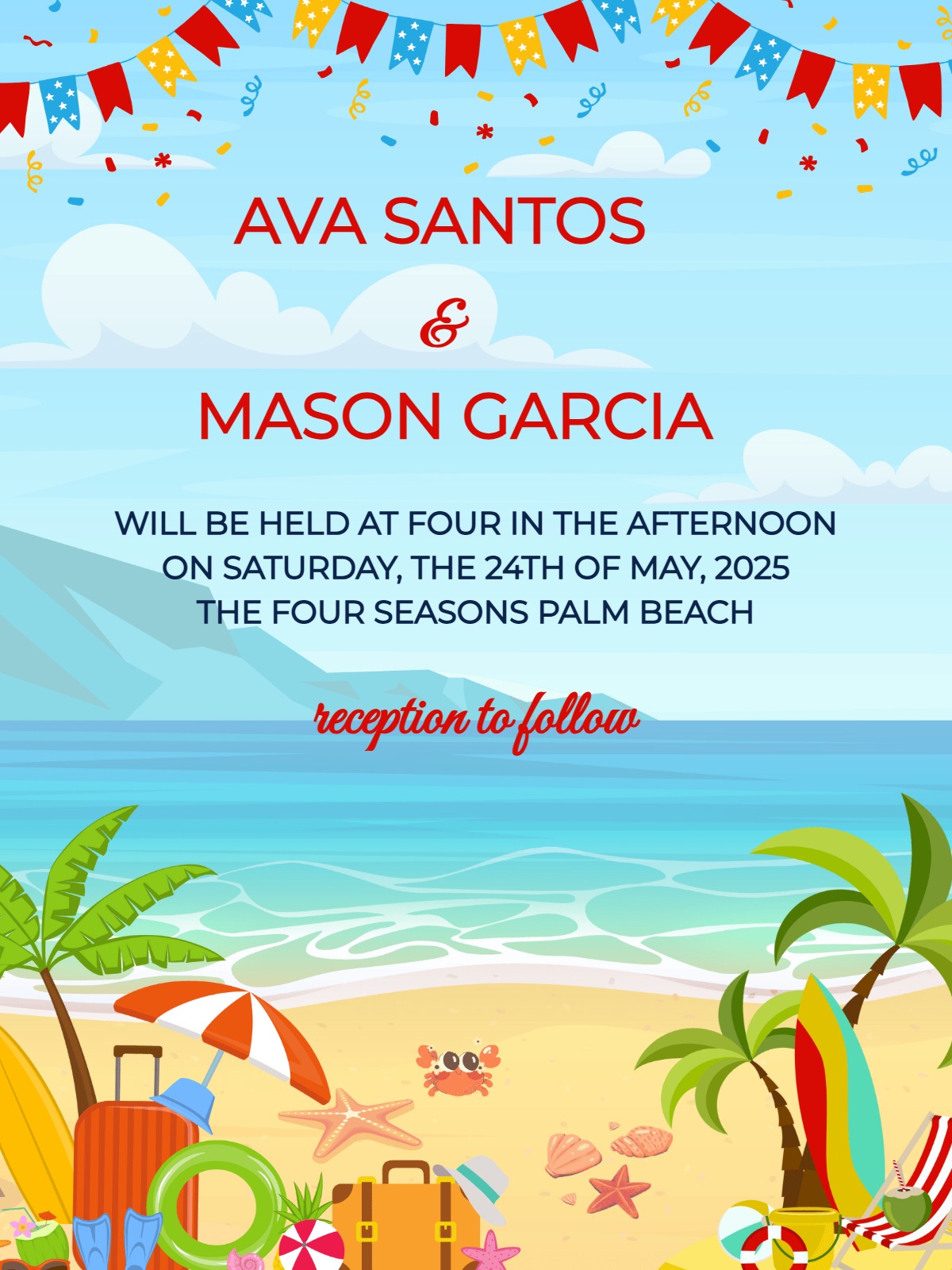 Modern beach weddings â starfish beach wedding invitation Template e-card design