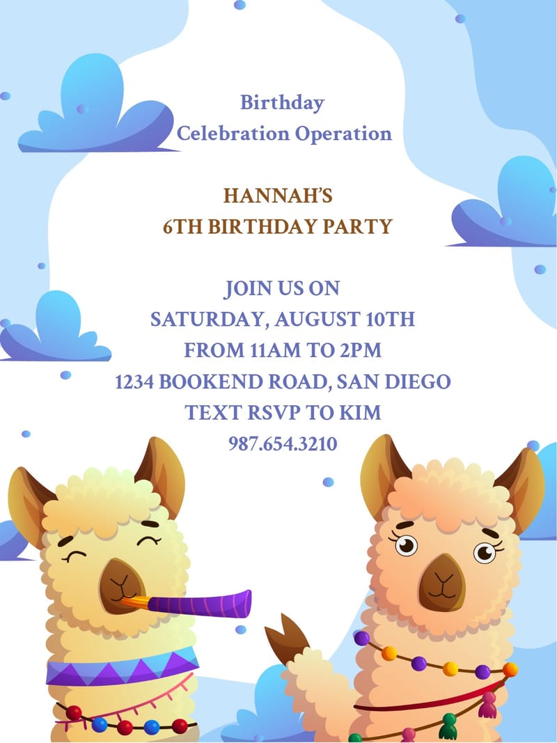 Elegant digital nan card â horse cartoon birthday invitation Template template