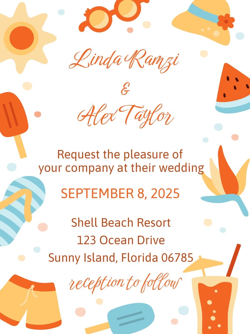 Elegant digital beach weddings â ice beach wedding invitation Template template