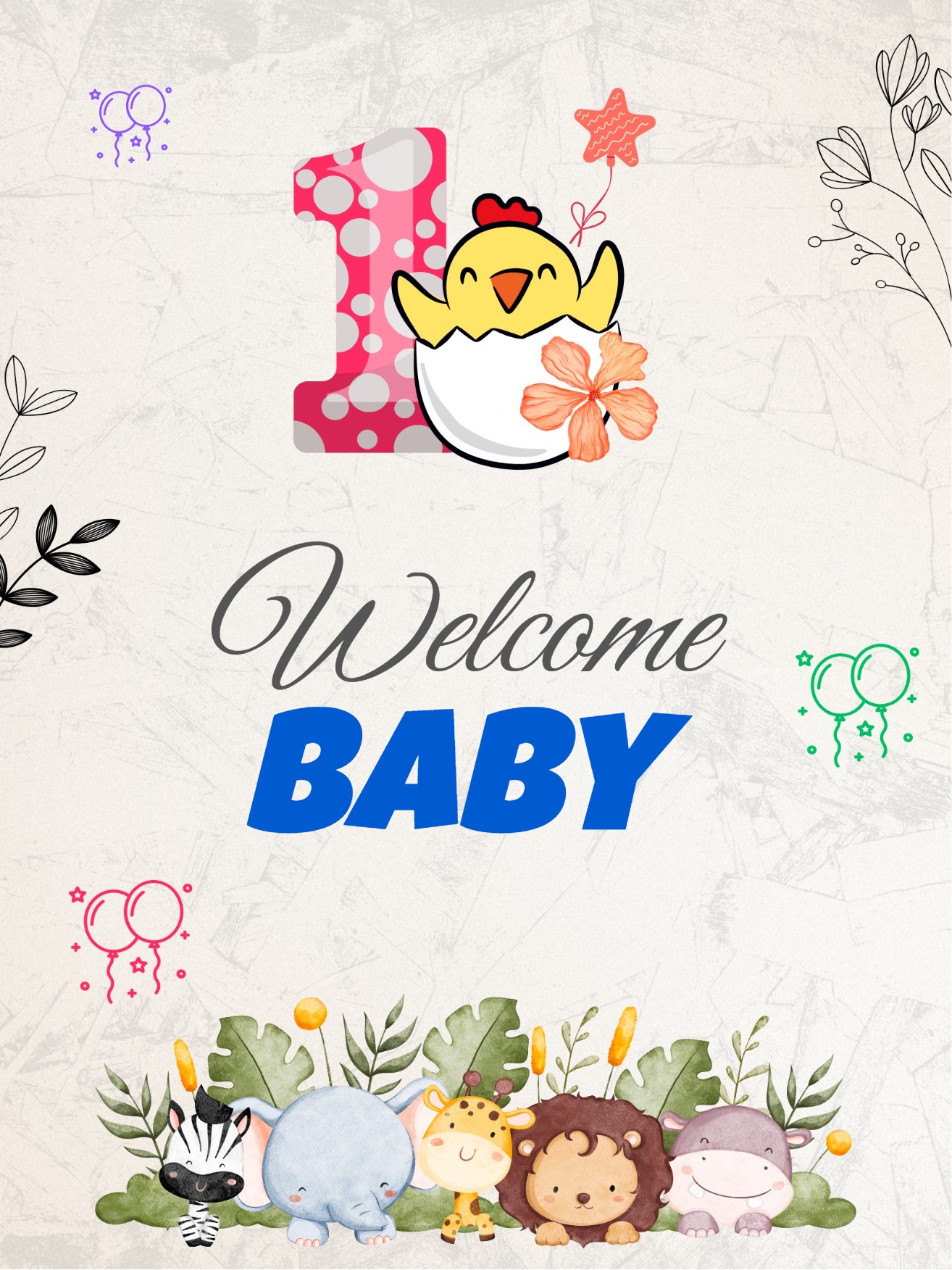 Elegant digital baby & kids card â welcome baby card Design template