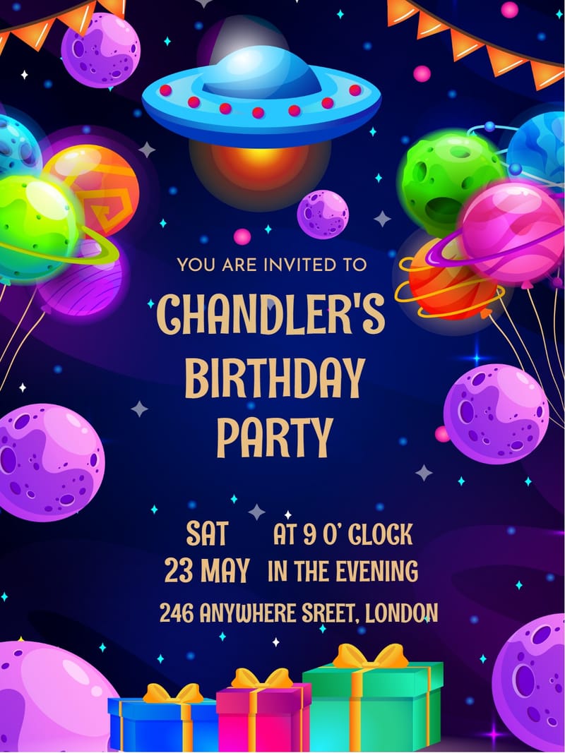 space birthday invitation Template birthday design for events