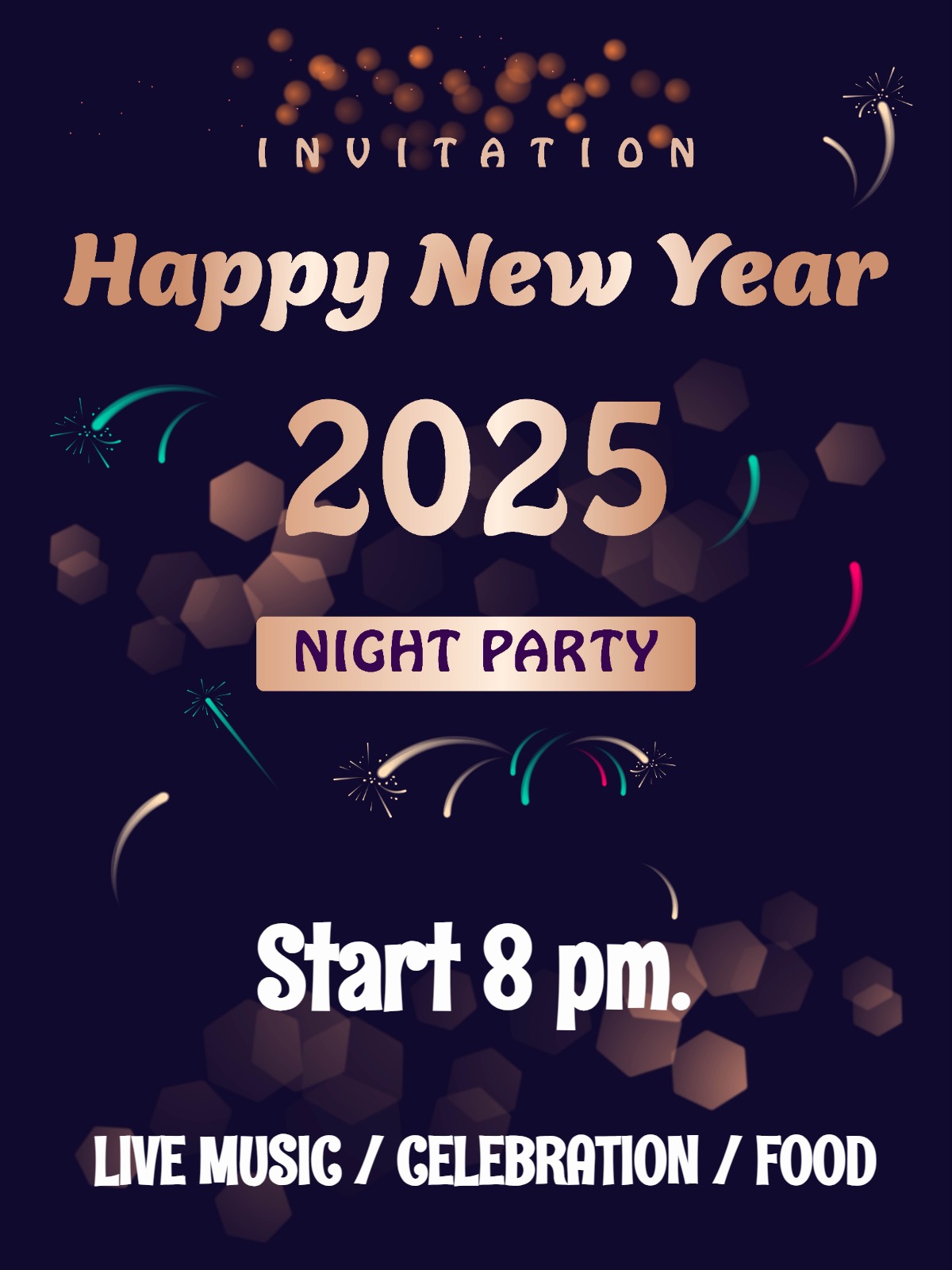 live party new year invitation Card new year template with stylish layout