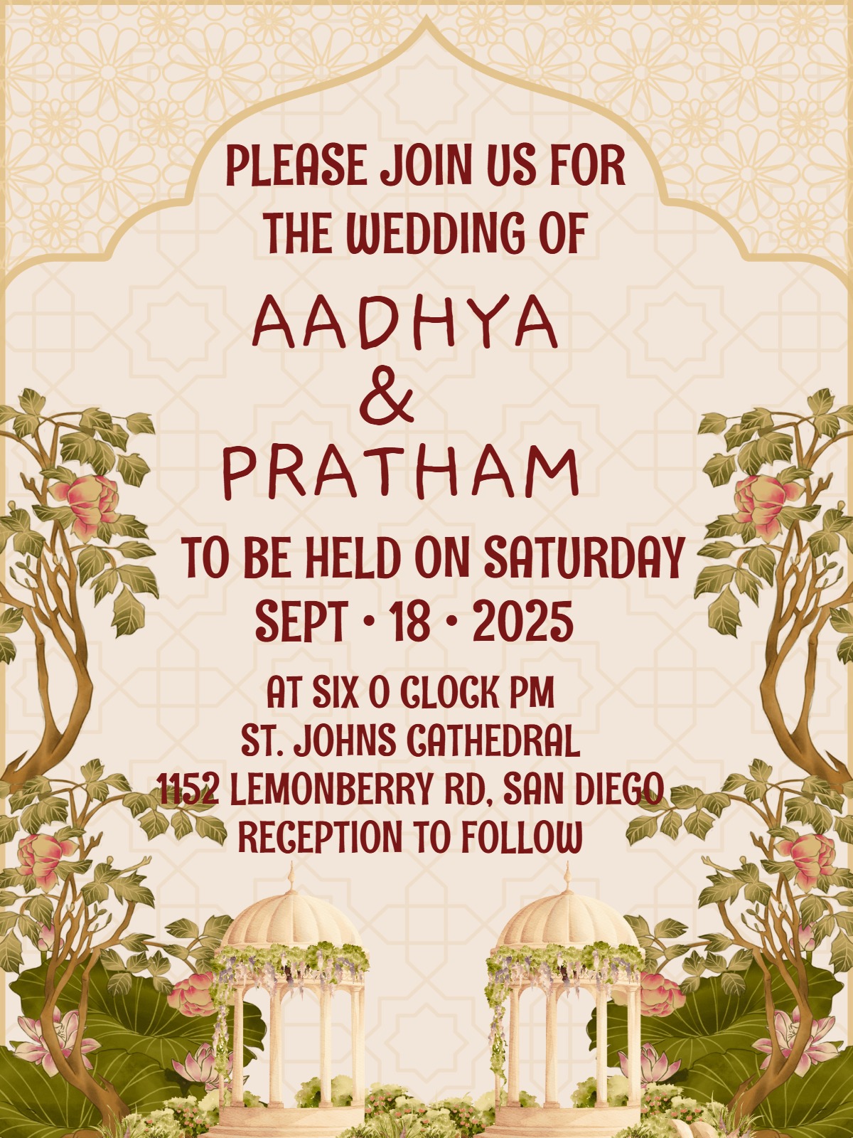 Modern indian wedding â tree Indian wedding invitation Template e-card design