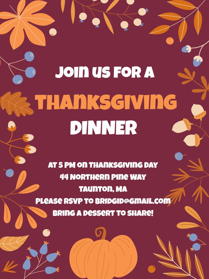 Thankgiving Note Thanksgiving Dinner for Easter Party Invitation | InviteFlare