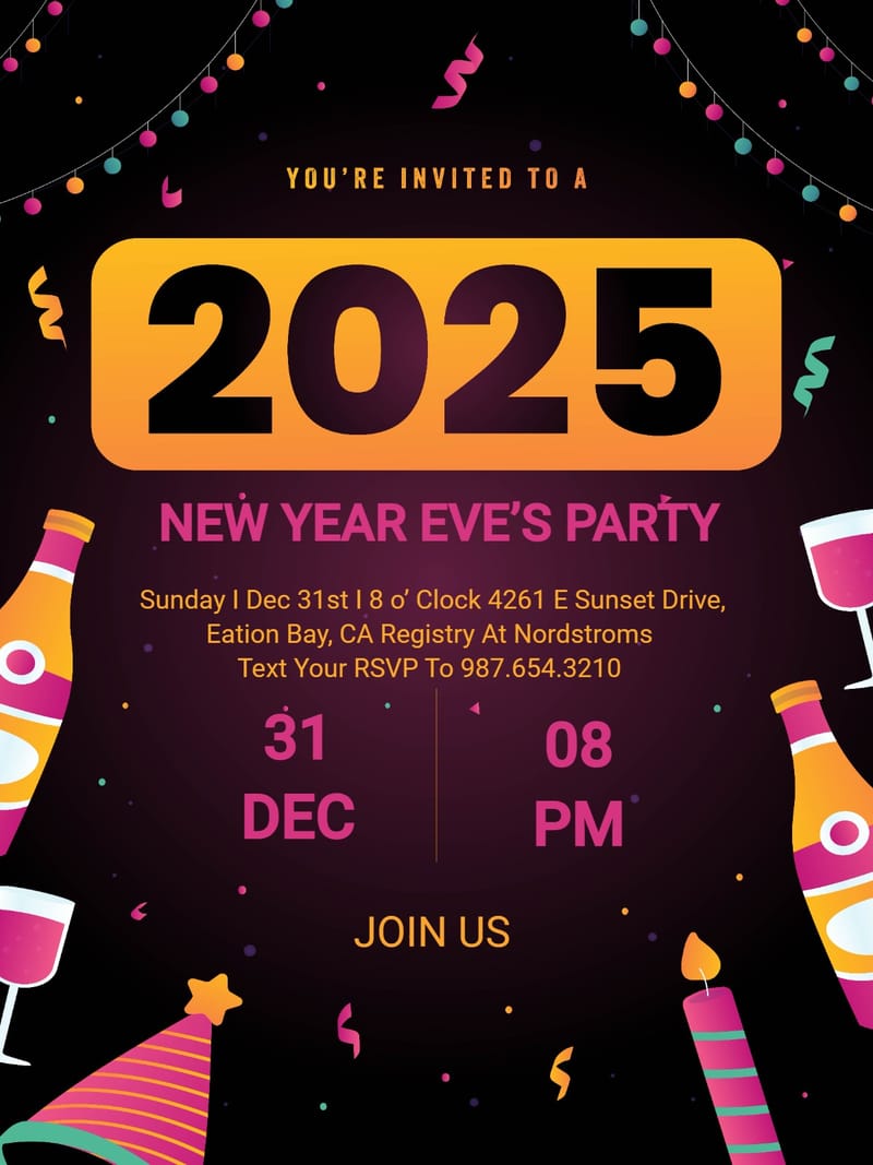 Elegant digital new year â amazing new year party Card template