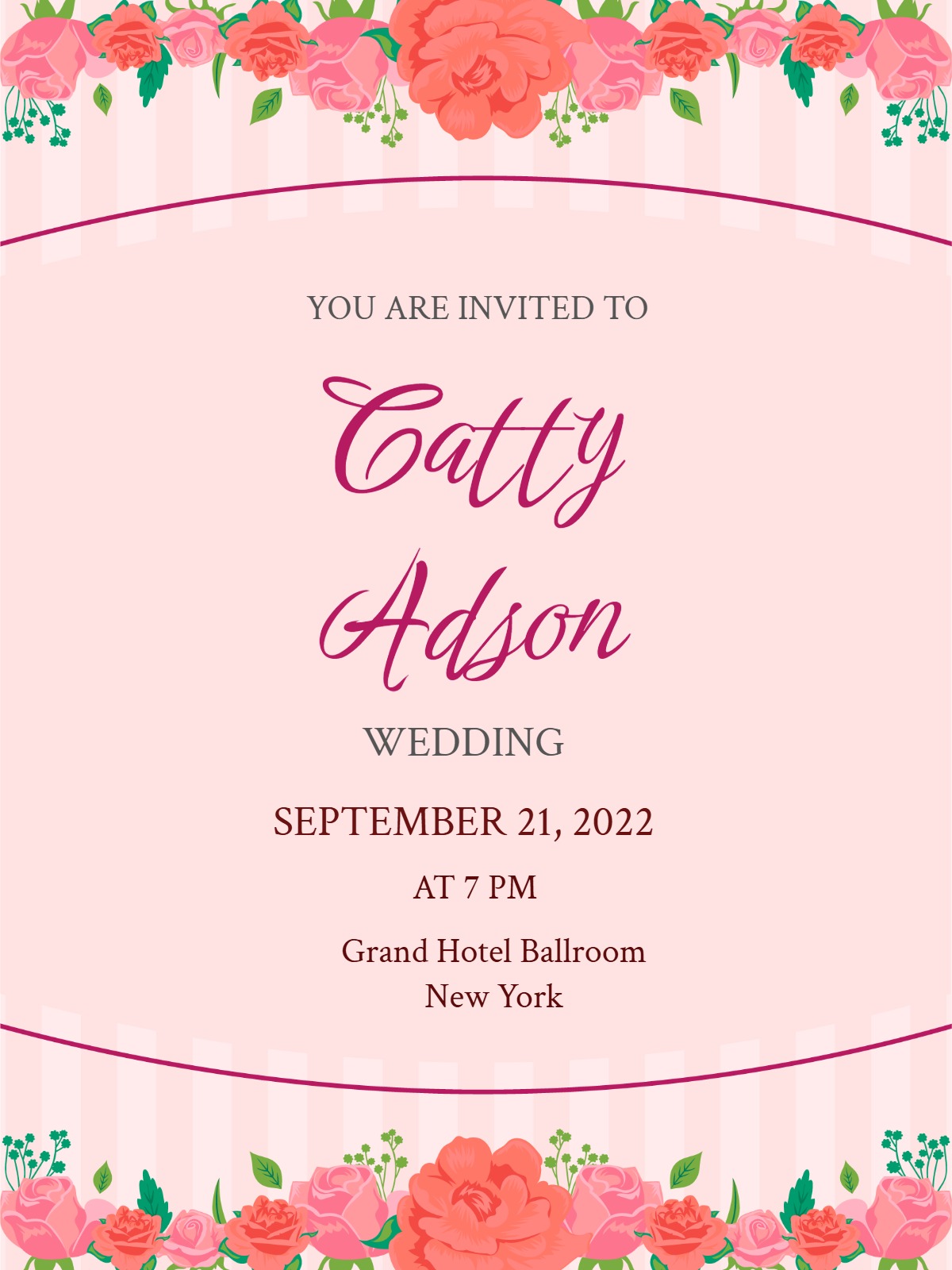 Elegant digital wedding â rose floral wedding invitation Card template