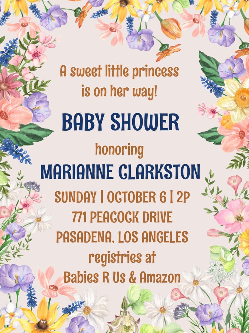 floral baby shower 3 Template floral card design for events