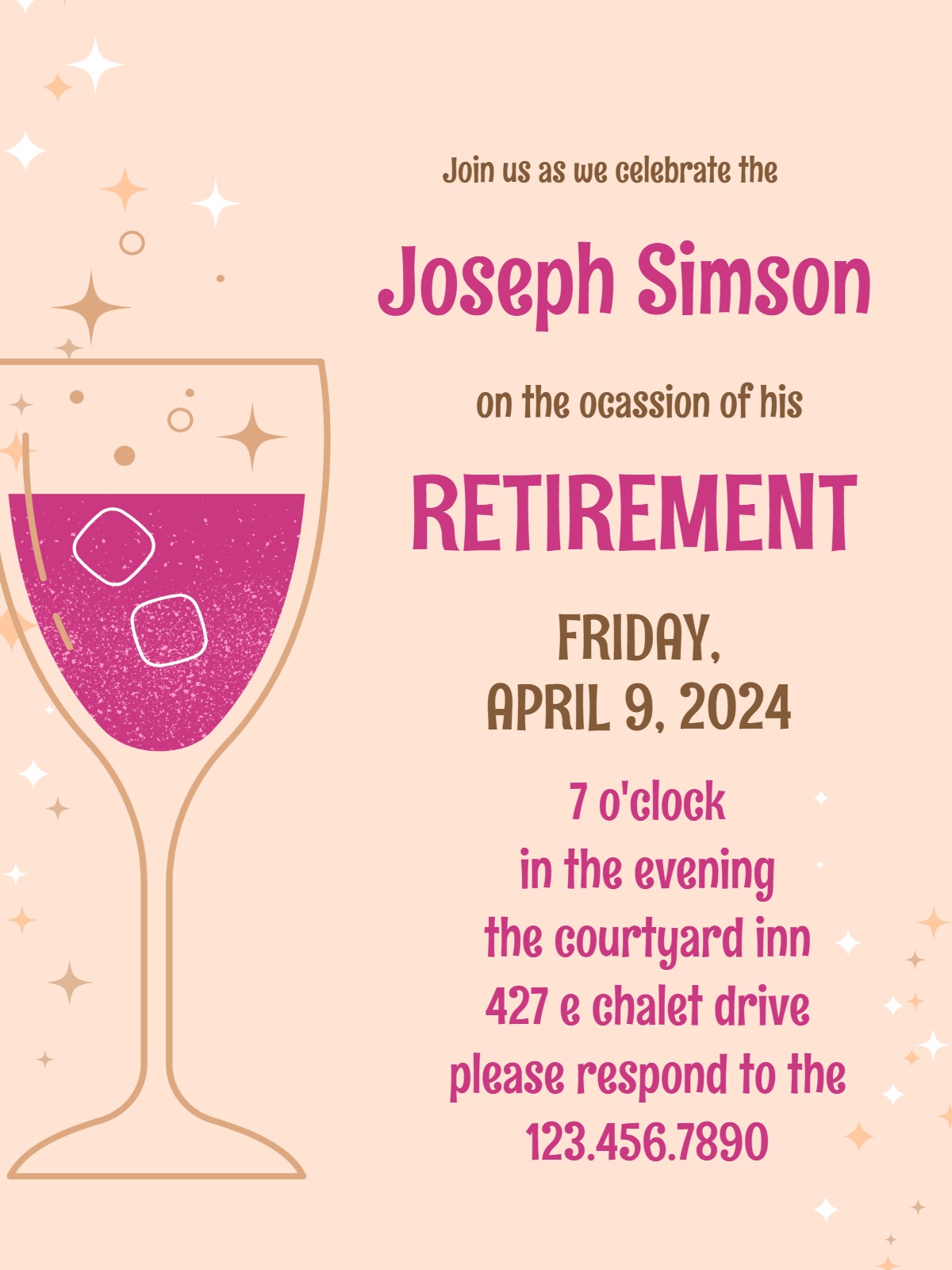 Elegant digital retirements invitations â wine retirement party invitation Template template