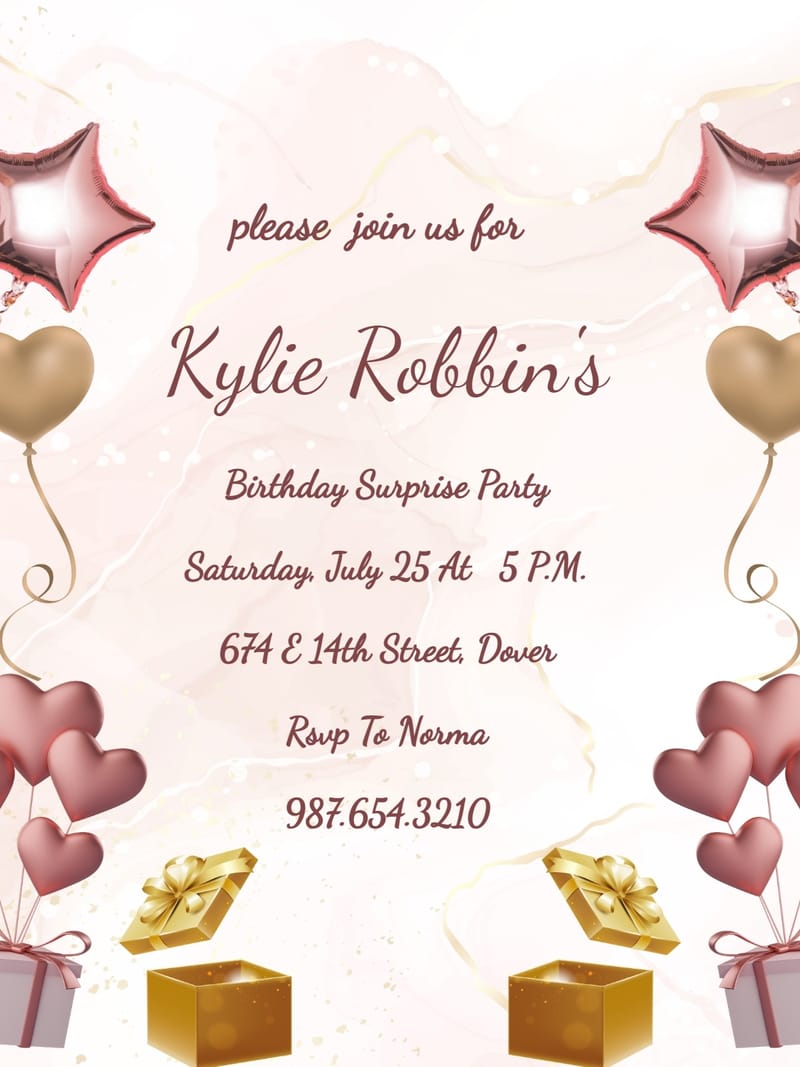 heart balloon surprise birthday invitation Card surprise birthday design for events