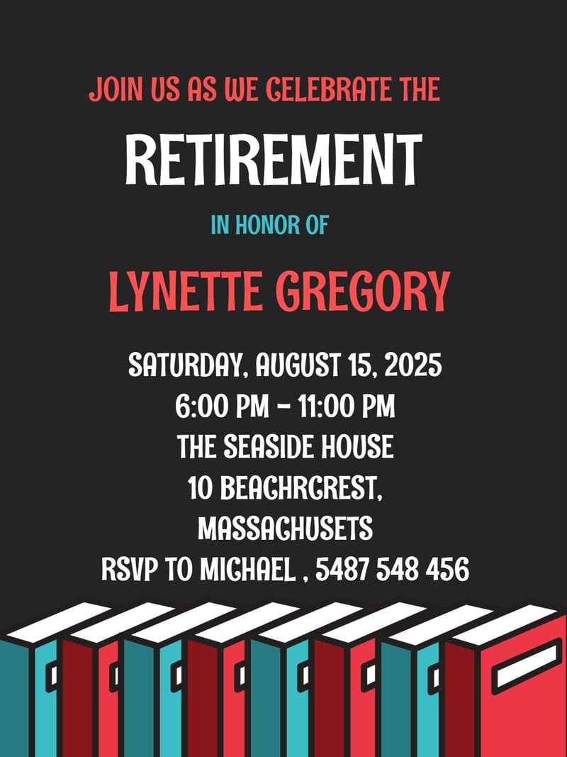 library retirement party invitation Template retirements invitations card design for events