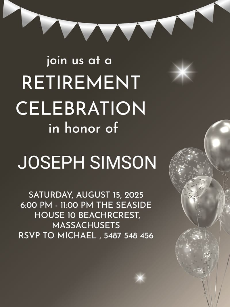 Modern retirements invitations â celebrate retirement party invitation Card e-card design
