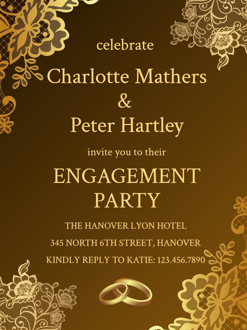 Modern engagement party â golden leaf engagement party invitation Invite e-card design
