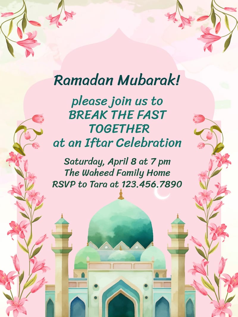 Elegant digital ramadan â mahal ramadan party invitation Template template