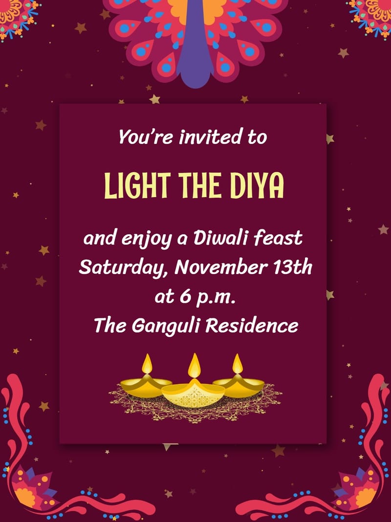 Elegant digital diwali party invitations â rangoli diwali party invitation Card template