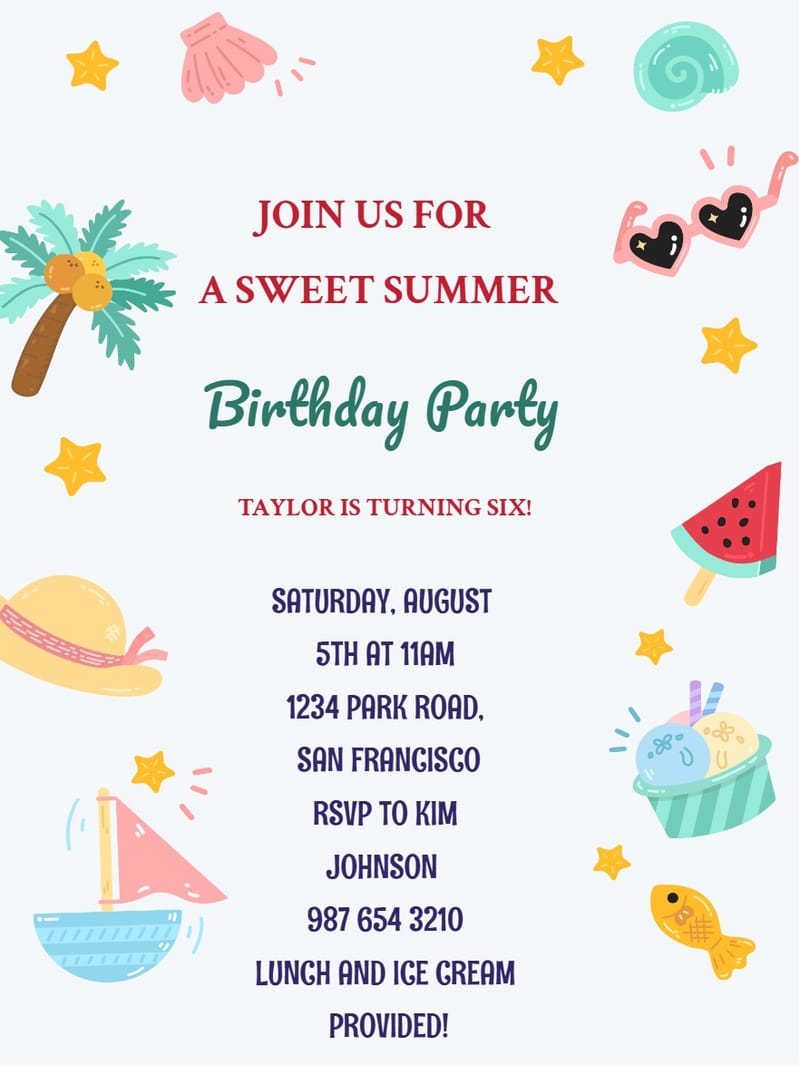 Elegant digital themed birthday â summer theme birthday invitation Card template