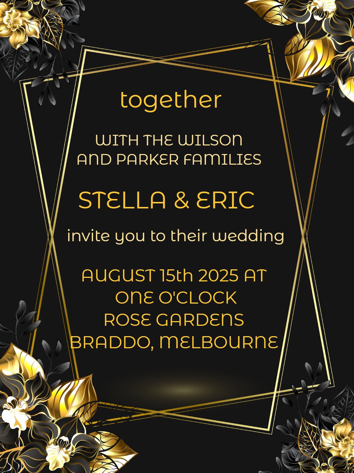 Elegant digital elegant wedding invitation â golden leaf elegant wedding party invitation Card template