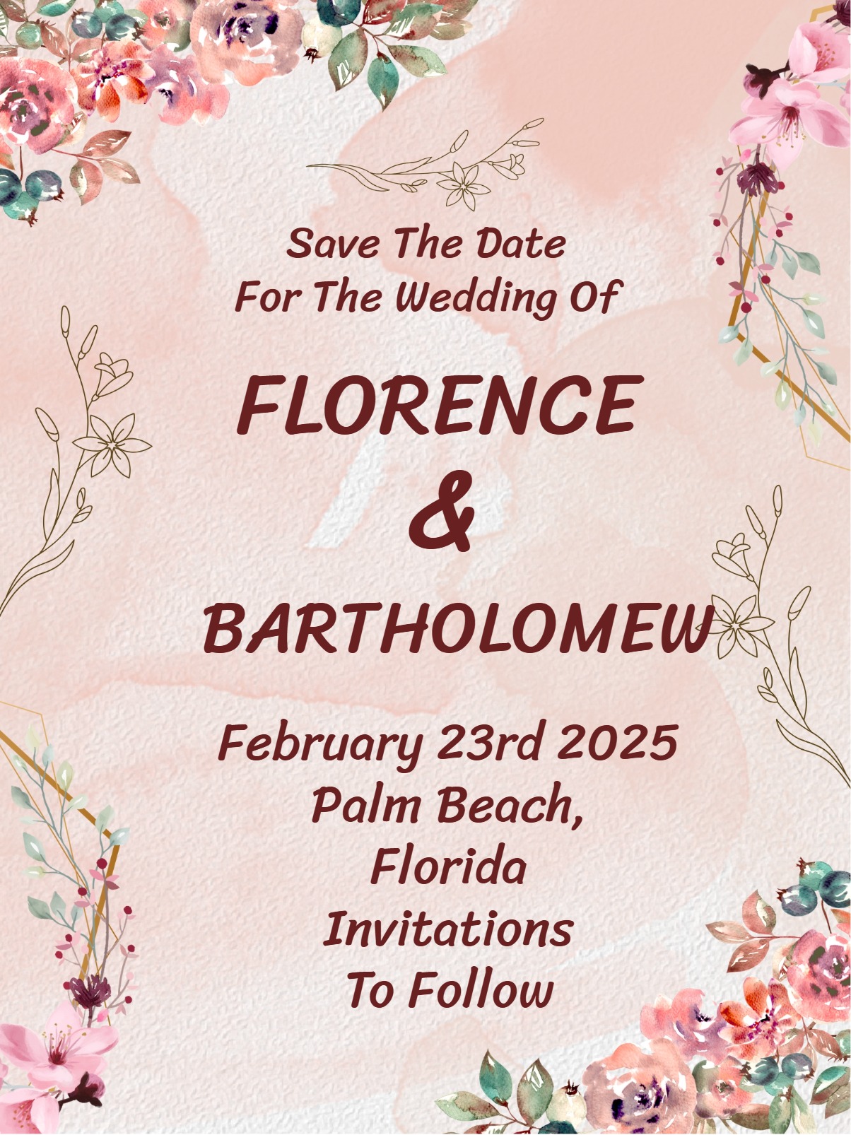floral simple wedding invitation Card simple save the date invitation template with stylish layout