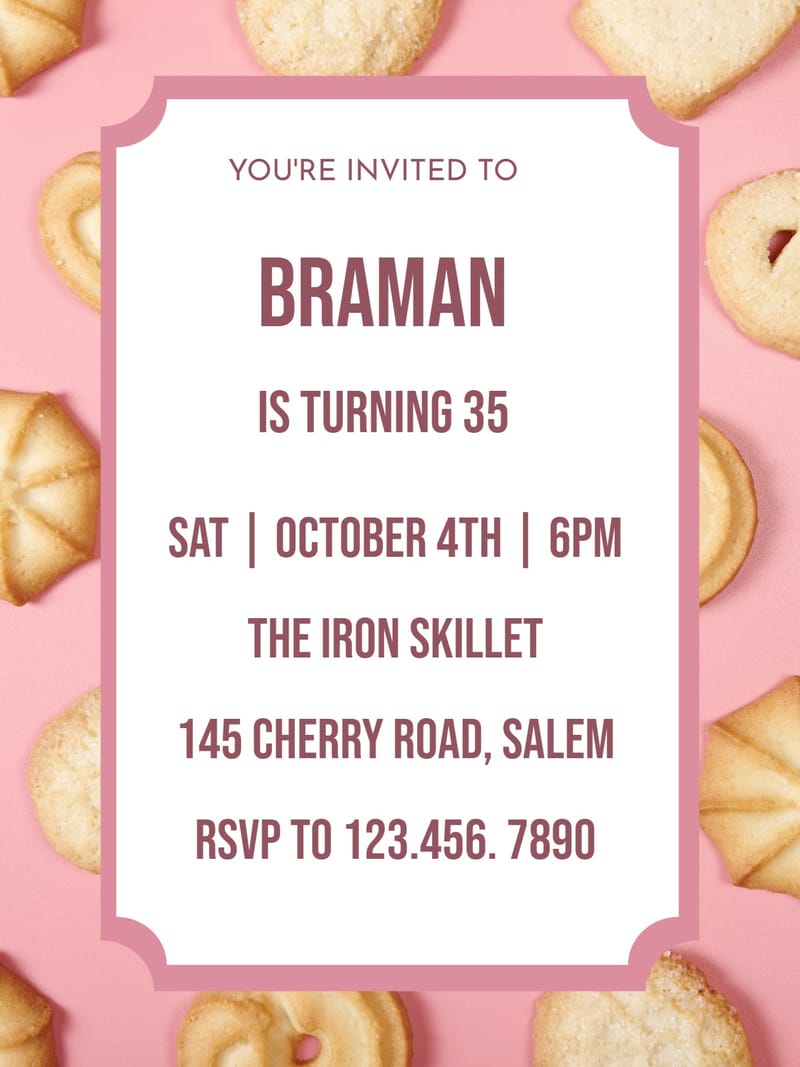 Modern men's birthday â cookies men birthday invitation Template e-card design