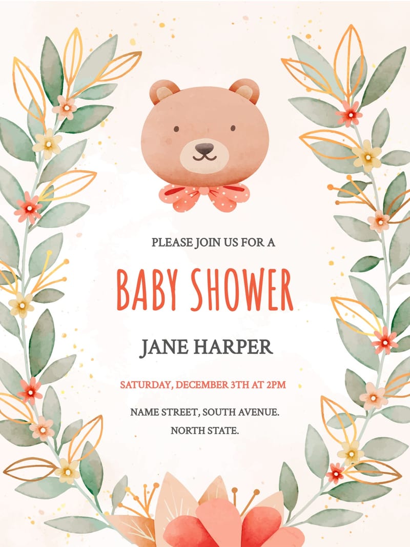 teddybear baby shower invitation Invitation baby & kids design for events