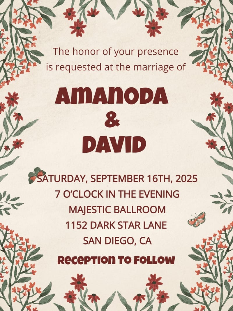 Elegant digital vintage wedding â amazing floral vintage wedding invitation Card template