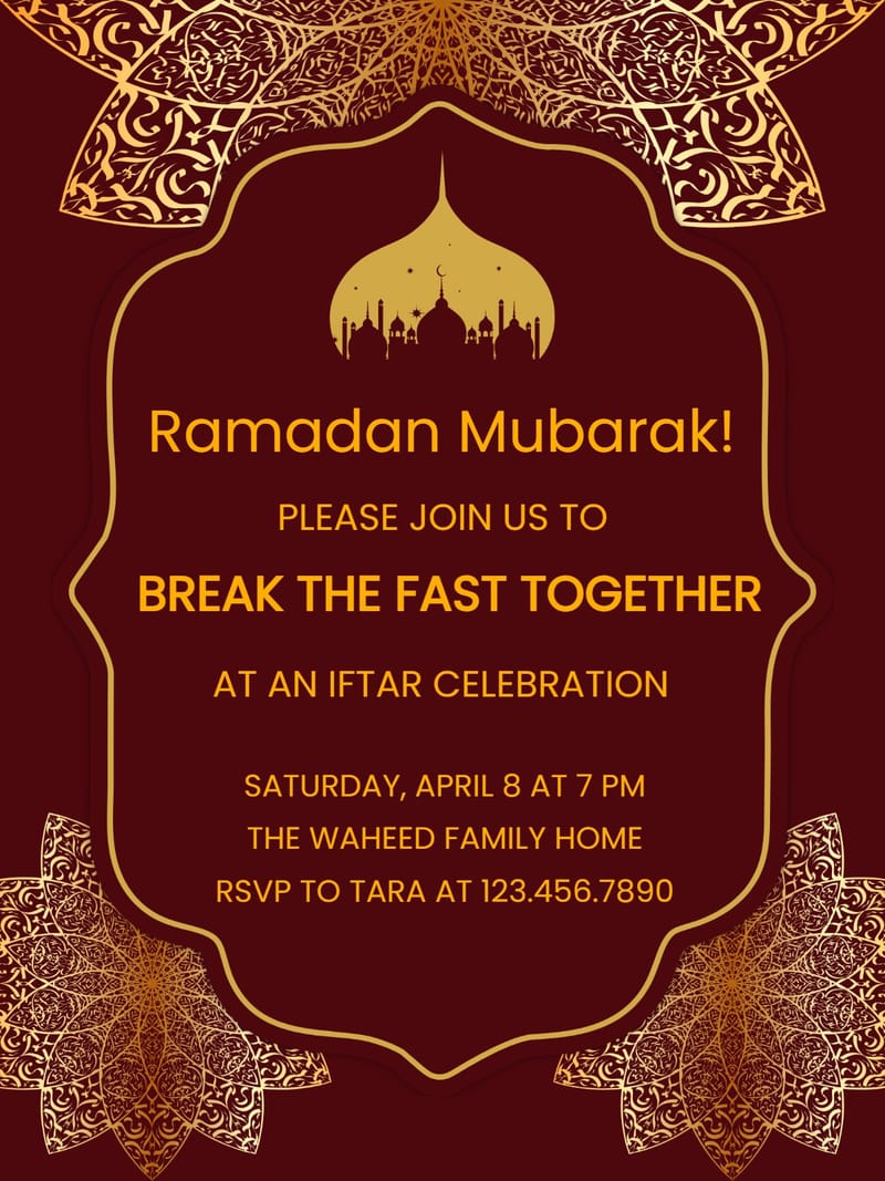 Elegant digital ramadan â golden ramadan party invitation Template template
