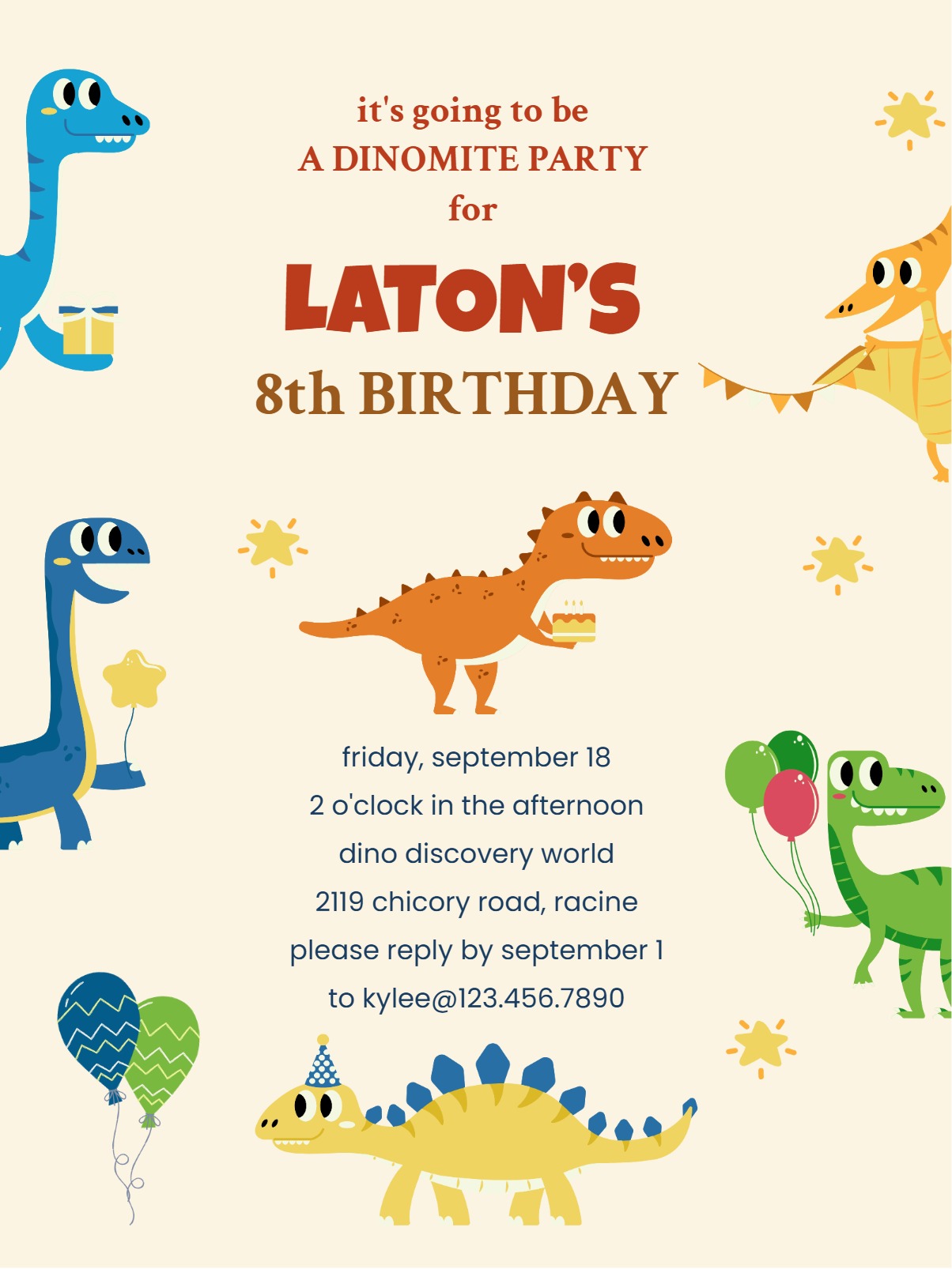 stary dinosaur theme birthday invitation Template dinosaur birthday invitation invitation card design for events