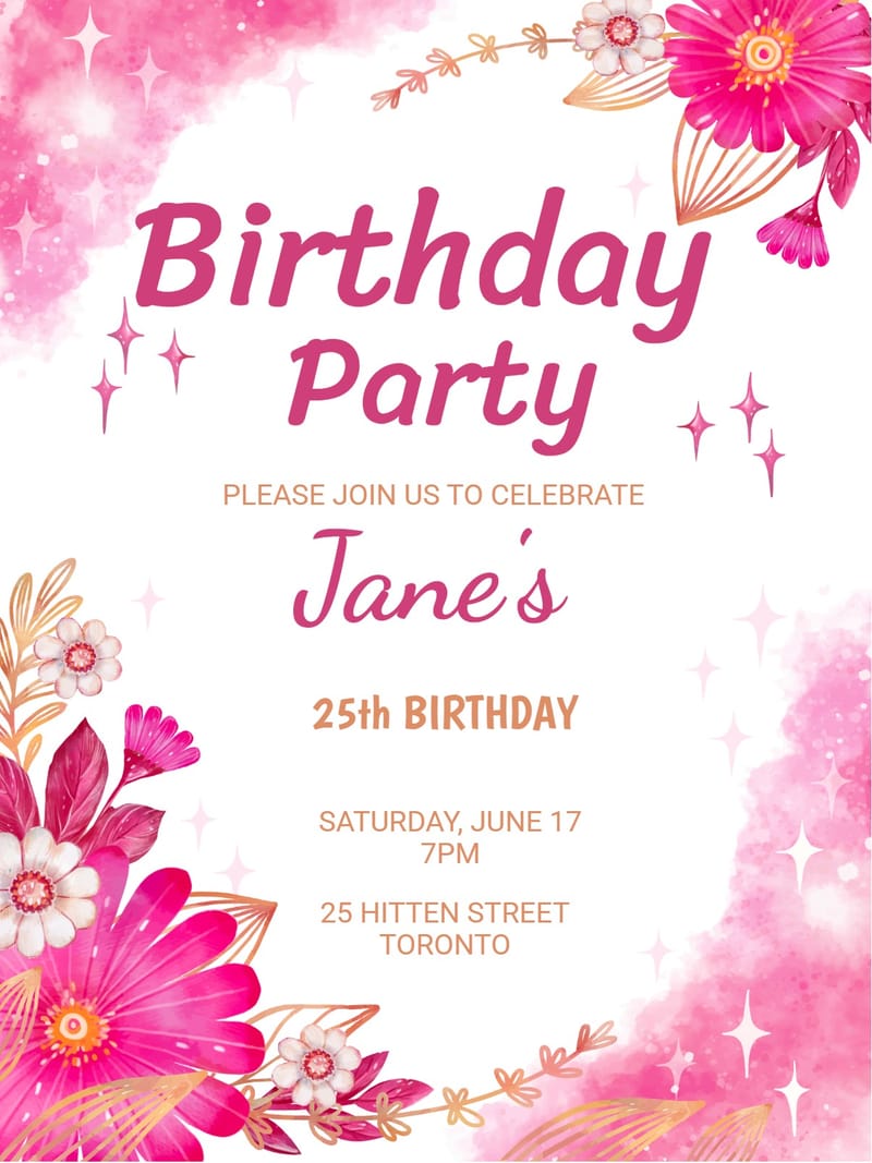 pinkish birthday invitation Card birthday template with stylish layout