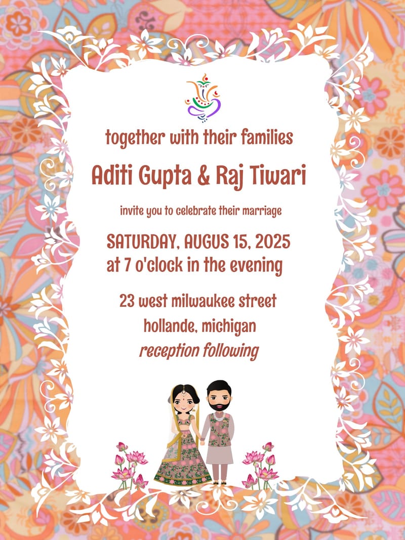 Modern indian wedding â ganesha Indian wedding invitation Template e-card design