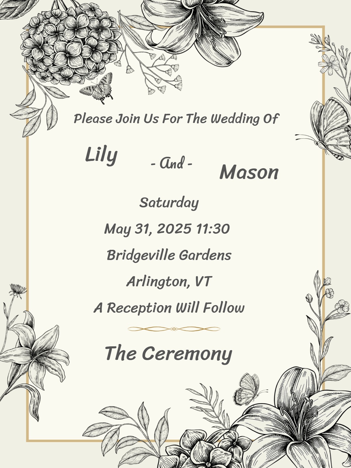 butterfly vintage wedding invitation Template vintage wedding template with stylish layout