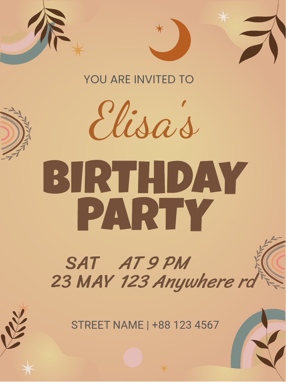 moon birthday invitation Card birthday design for events
