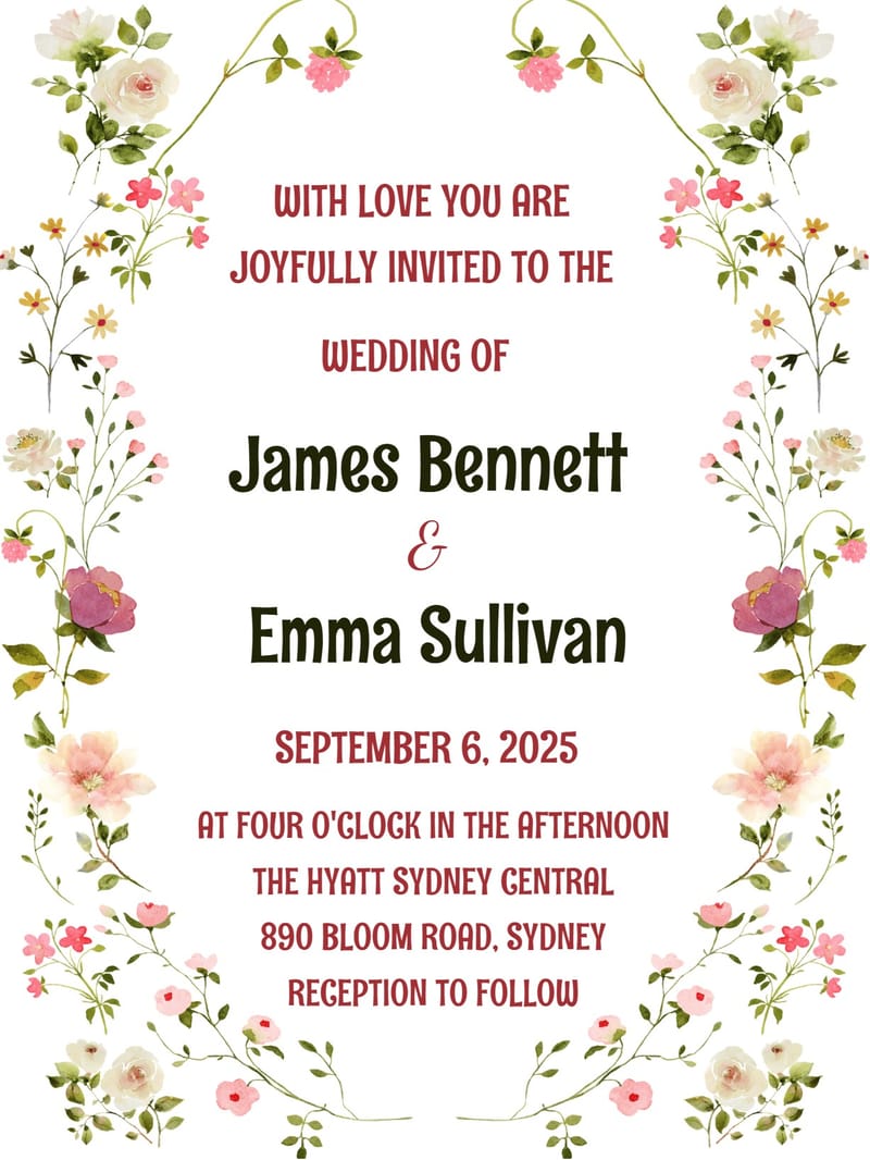 beautiful floral vintage wedding invitation Template vintage wedding card design for events