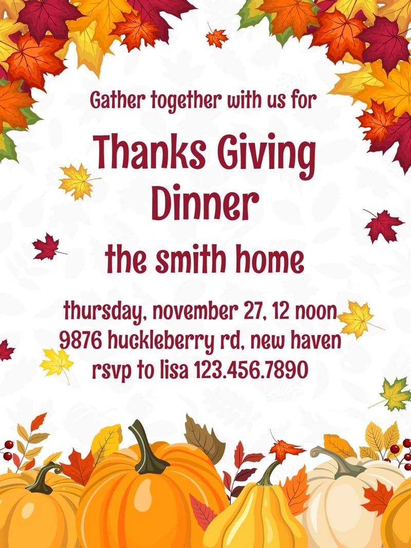 stylish thanksgiving party invitation Template thanksgiving party card design for events