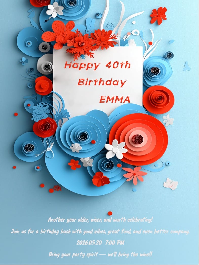 Blue poster invitation Template adult milestones template with stylish layout